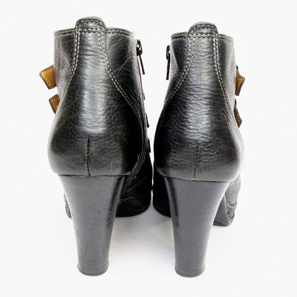 Sofft Shoes Platform Buckle Ankle Booties Womens 6.5 Black Leather Moto Boot - Picture 3 of 7